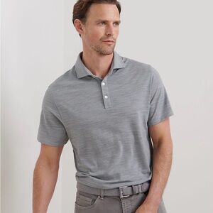 Peter Millar Med Light Gray Lightweight Polo Golf Shirt Emblem S on right sleeve